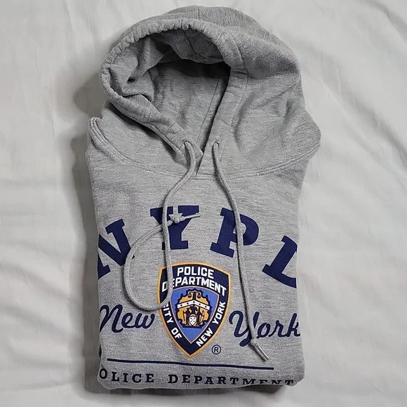 NYPD pullover sweater with hoodie and pockets sz S - Picture 2 of 8
